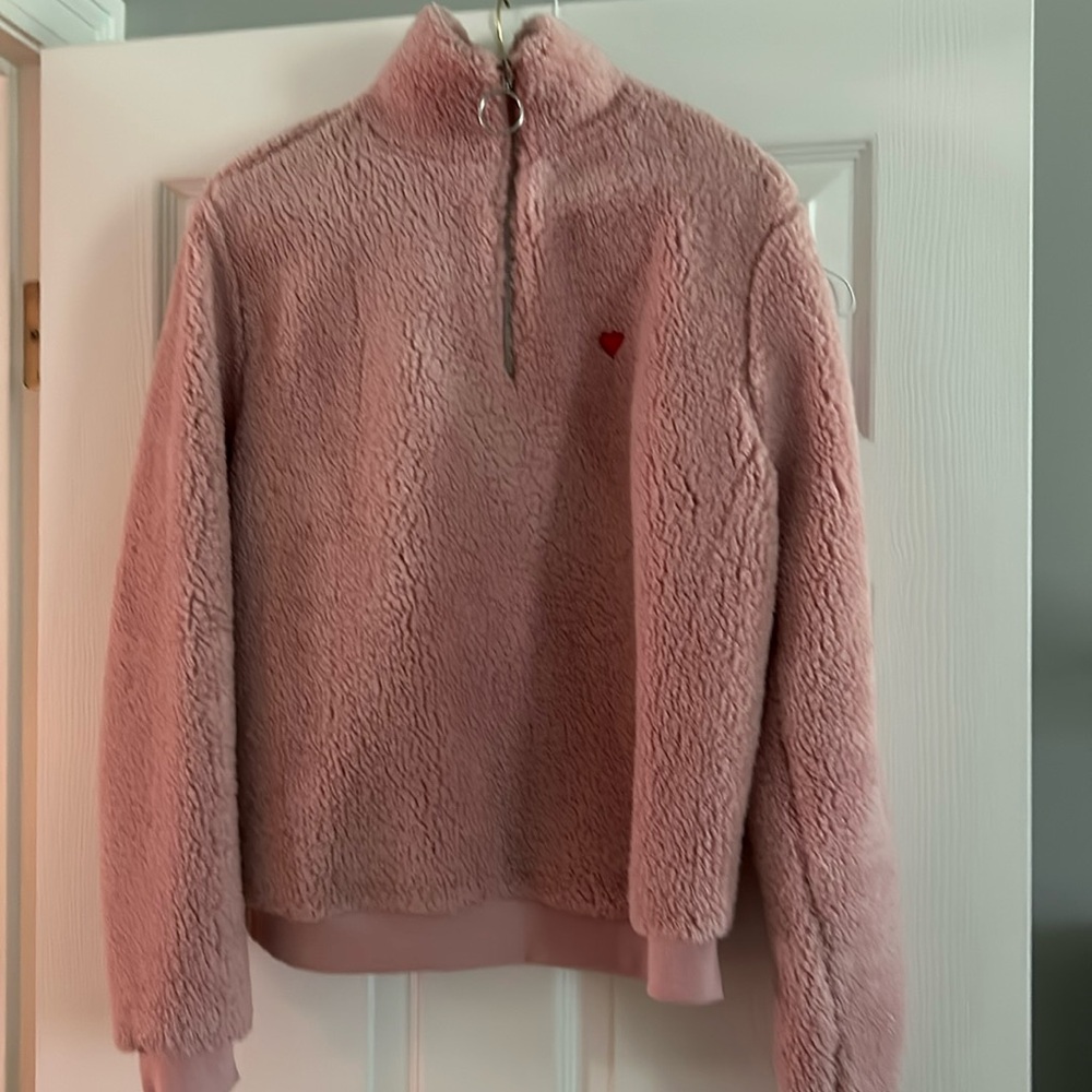 Pink teddy 1/4 zip jacket